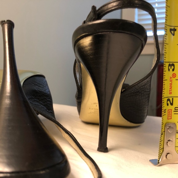 Valentino Black Leather Peep toe Bow Slingback 7.5